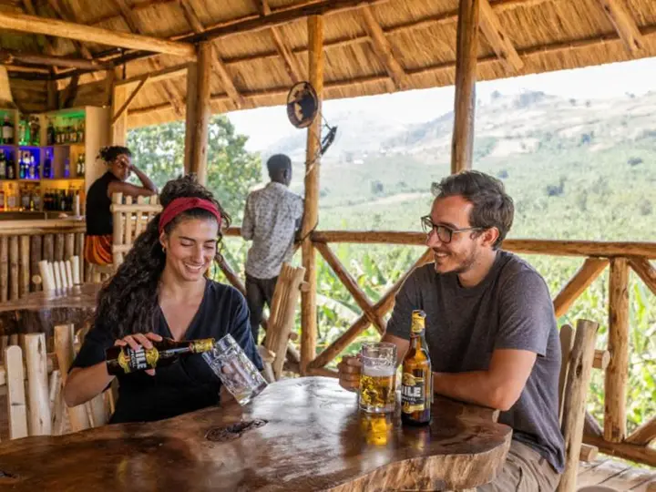 Guests dining together at a partner lodge