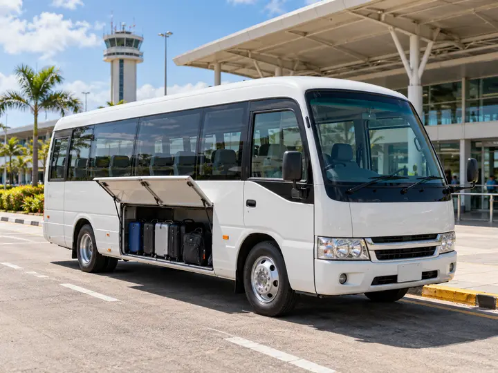 Illustrative tourist airport transfer minibus
